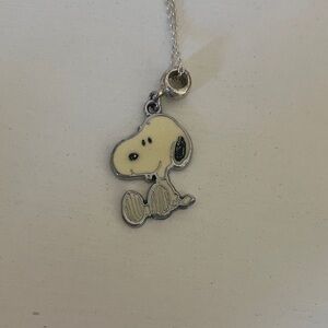 Snoopy Dog Pendant Necklace - Cream and Silver